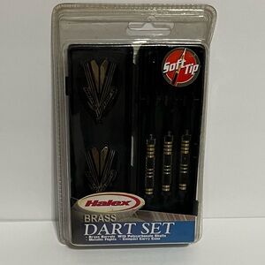 Halex Brass 17G Soft Tip Dart Set Black & Gold w/ carry case #67300